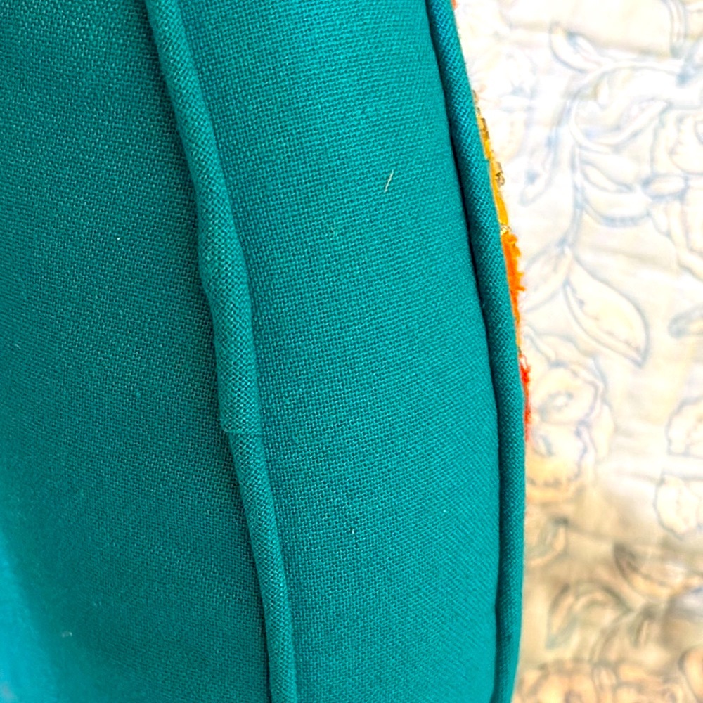 NWOT- Colorful Embroidered Teardrop Accent Pillow, unique, perfect condition - Picture 12 of 16
